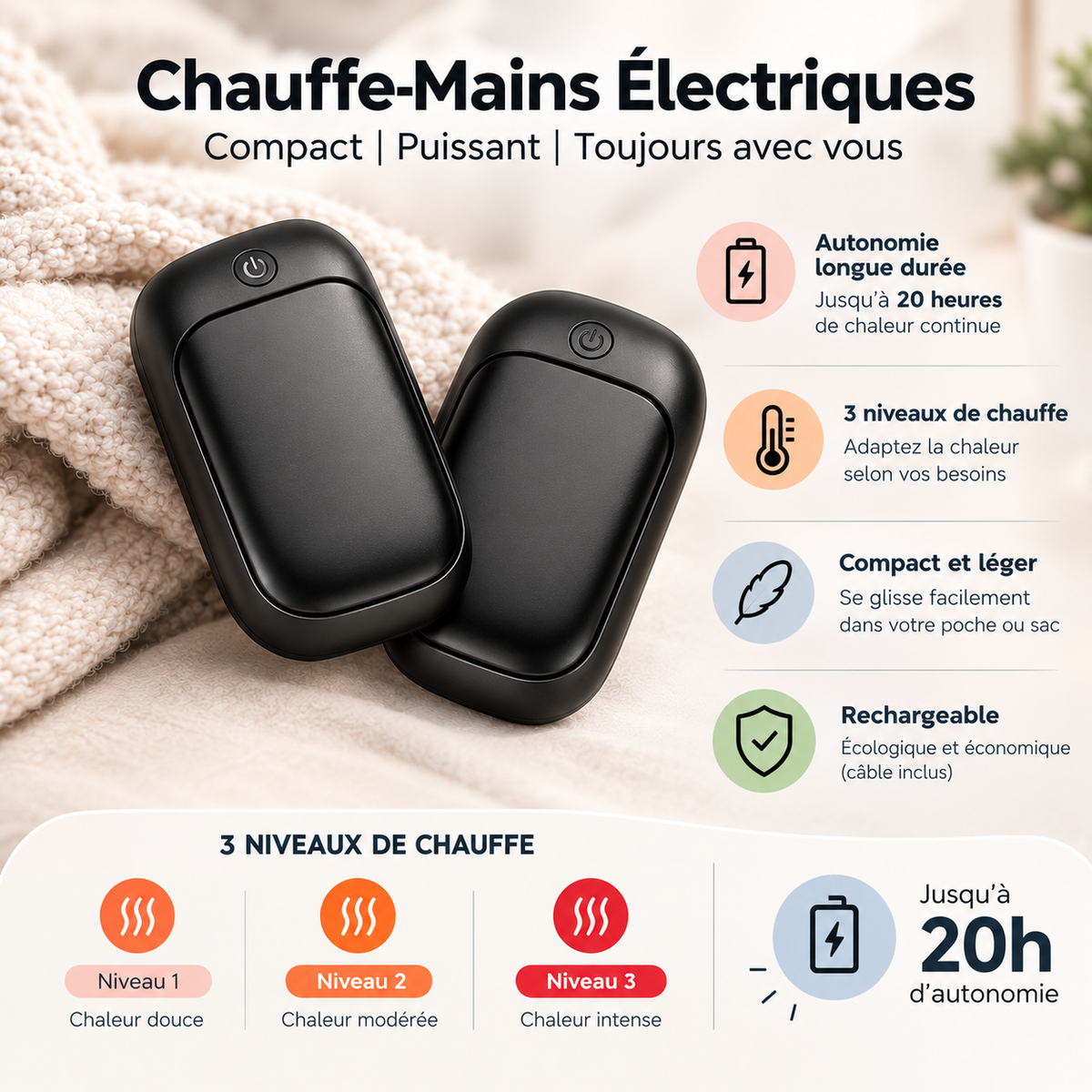 Chauffe-Mains Électriques – Pack Duo Hiver